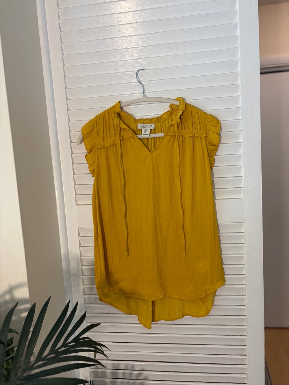 Rachel Zoe Mustard Ruffle Sleeve V-Neck Blouse